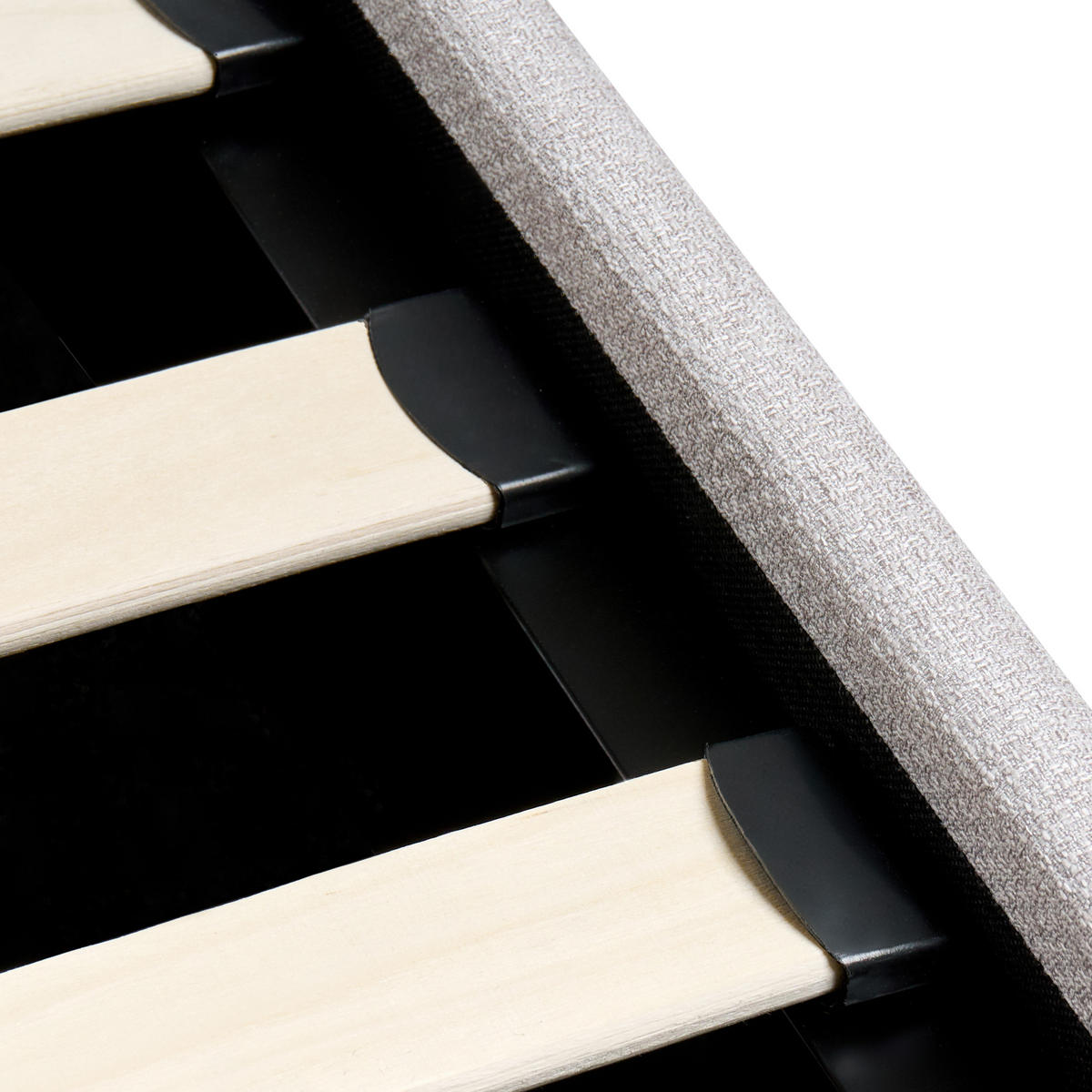 BETT mit Stauraum 140/200 cm Hellgrau Dinan - Hellgrau, Textil (140/200cm) - Beliani