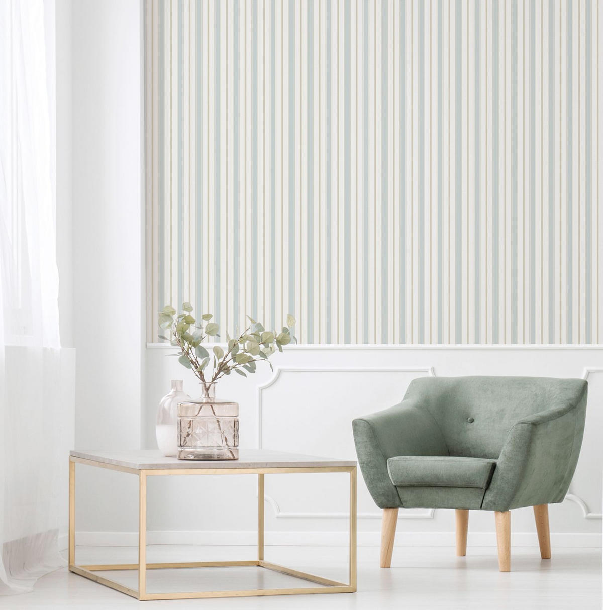TAPETE Streifen 53 cm x 10.05 m - Blau, Papier (53/1000cm) - Sanders & Sanders
