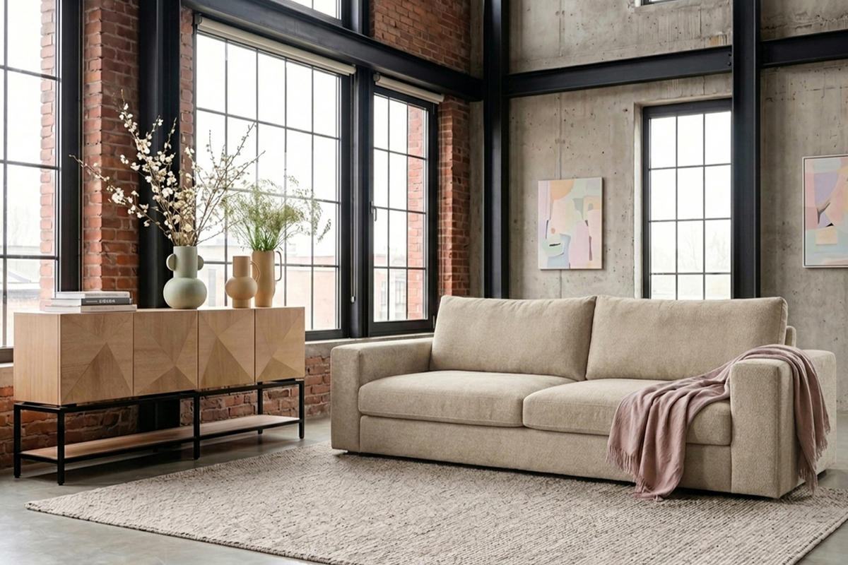 SOFA AMINA Cremeweiß Flachgewebe - Creme/Schwarz, Buchenholz/Textil (228/82/101cm) - KAWOLA