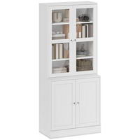 AKTENSCHRANK DE-14415 mit Glas- und Holztüren, verstellbare Böden Weiß - Weiß, Holzwerkstoff (40/178.5/76cm) - ComfortXL