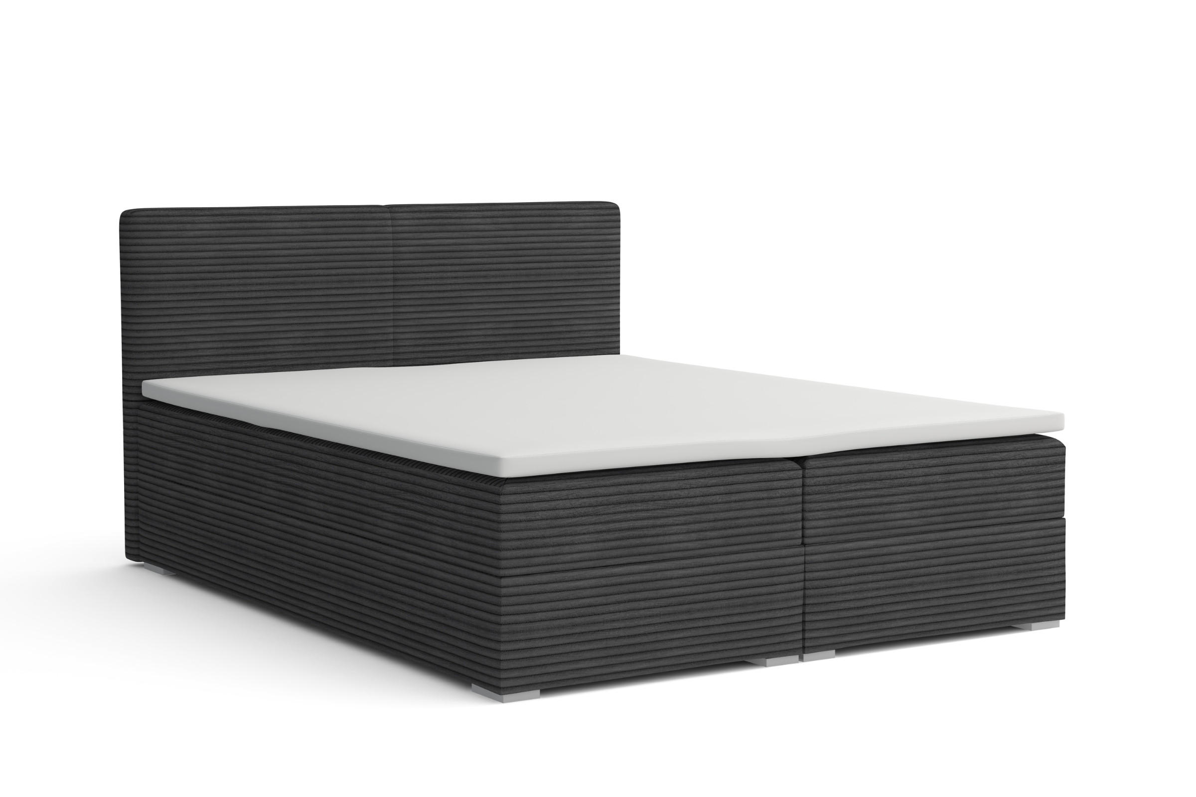 BOXBETT LON III 200/200 in Cord Anthrazit H4 - Anthrazit, Holz/Holzwerkstoff (200/200cm) - Deine Möbel 24