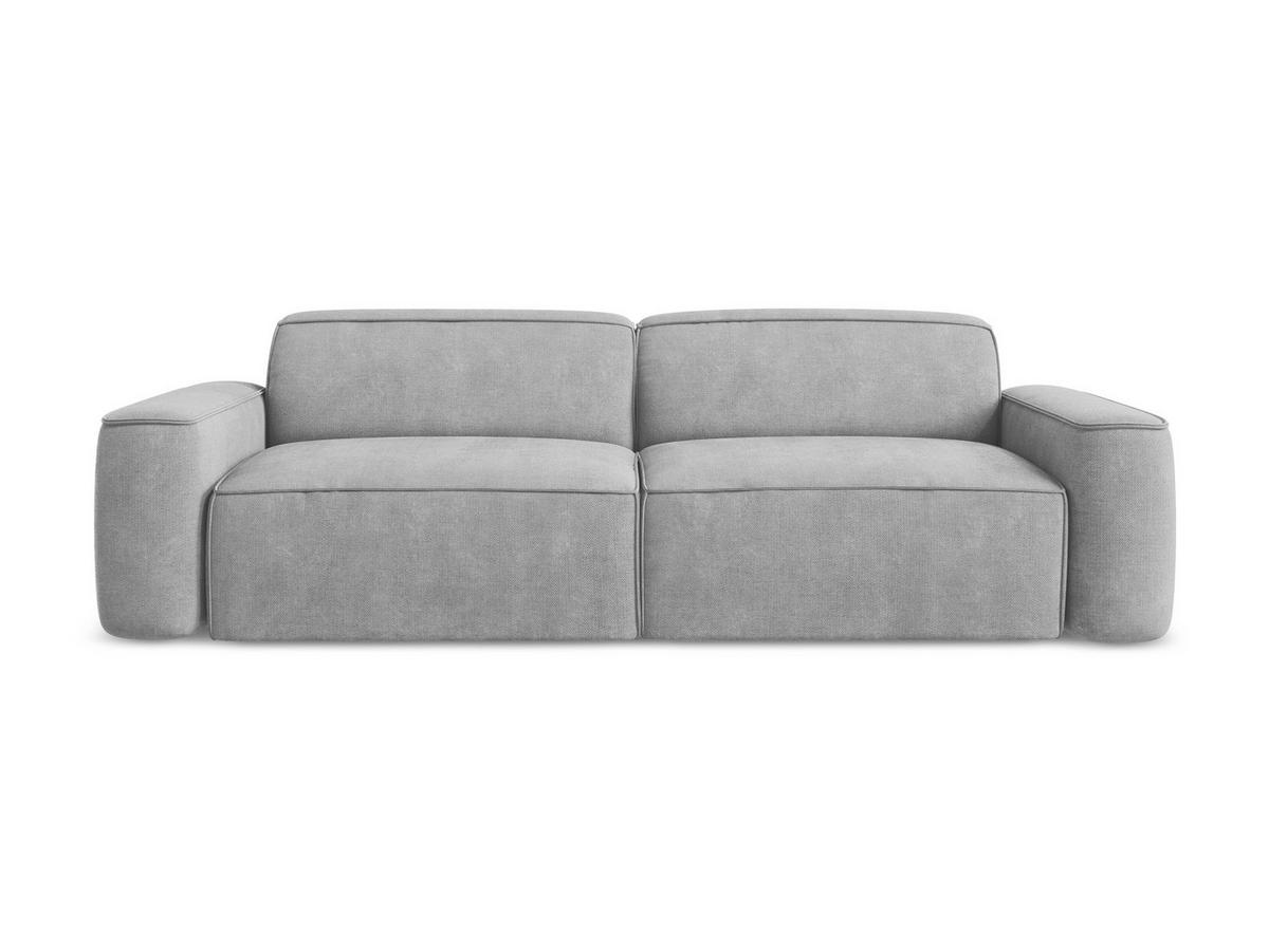 4-SITZER-SOFA Chenille Stoff Grau - Hellgrau/Schwarz, Holzwerkstoff/Kunststoff (244/70/102cm) - LaMiaSofa
