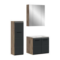 BADEZIMMER Alba 4-tlg. (B/H/T: ca. 105/185/46 cm) in Nox Oak /schwarz matt - Eichefarben, Holz (105/185/46cm)