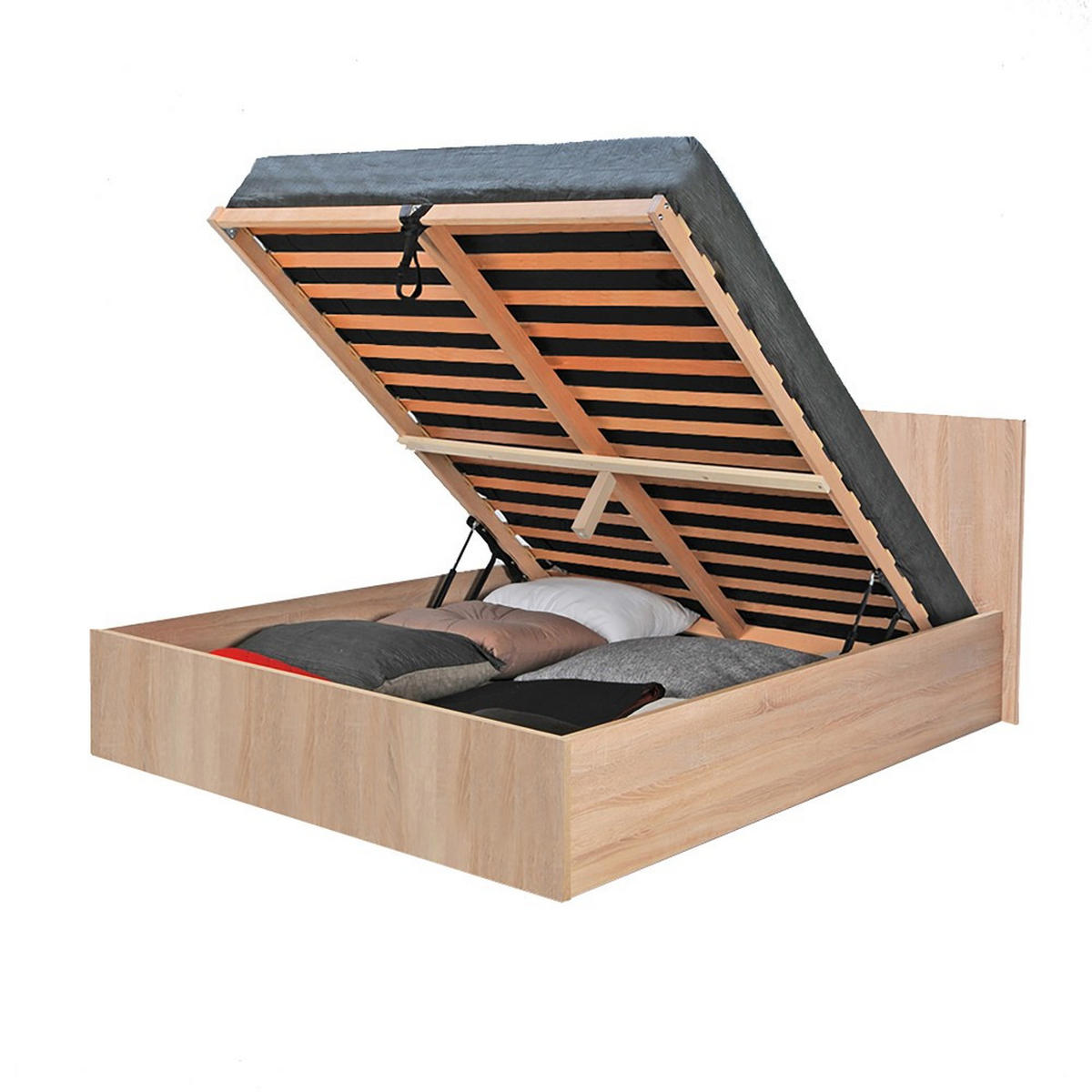 BETTKASTEN MADRID / Bett 140x200 - Eiche Gebleicht Dekor - Sonoma Eiche, Holzwerkstoff (140/200cm) - Weber Industries