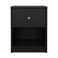 50. NACHTTISCH mit 1 Schublade und 1 Fach lise 37,9/30,1/48,4 cm - Schwarz, Holzwerkstoff (30.1/48.4/37.9cm) - Calicosy