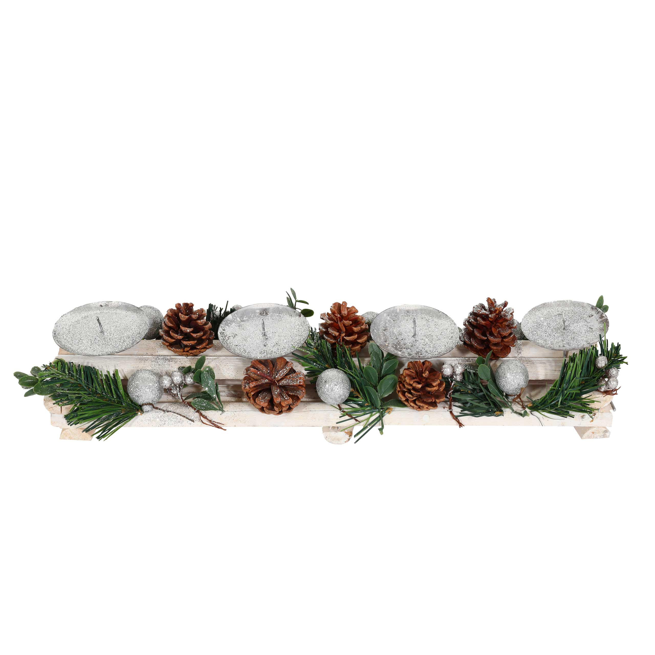 ADVENTSGESTECK OHNE KERZEN Weiß - Weiß, Holz (18cm) - MCW