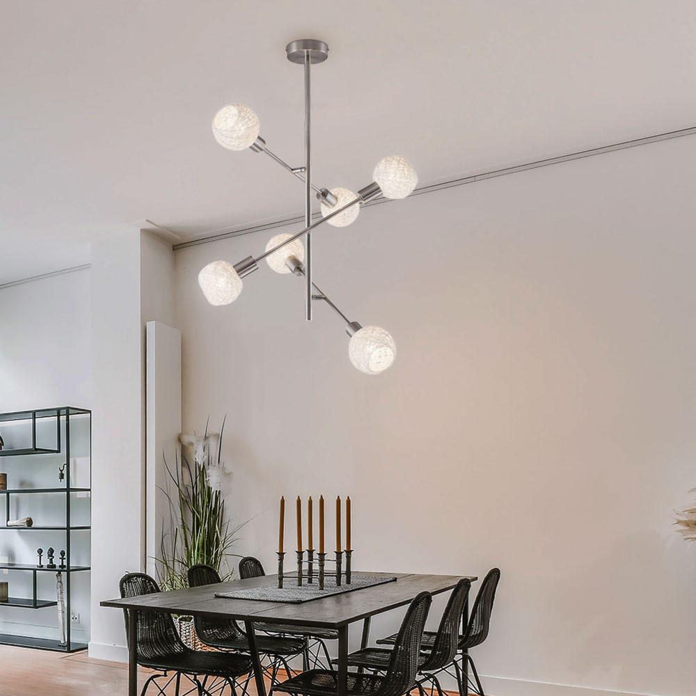 LED DECKENLEUCHTE Metall Silber Papiergeflecht Weiß - Silberfarben, Metall (56.4/56.4/65.2cm) - Briloner