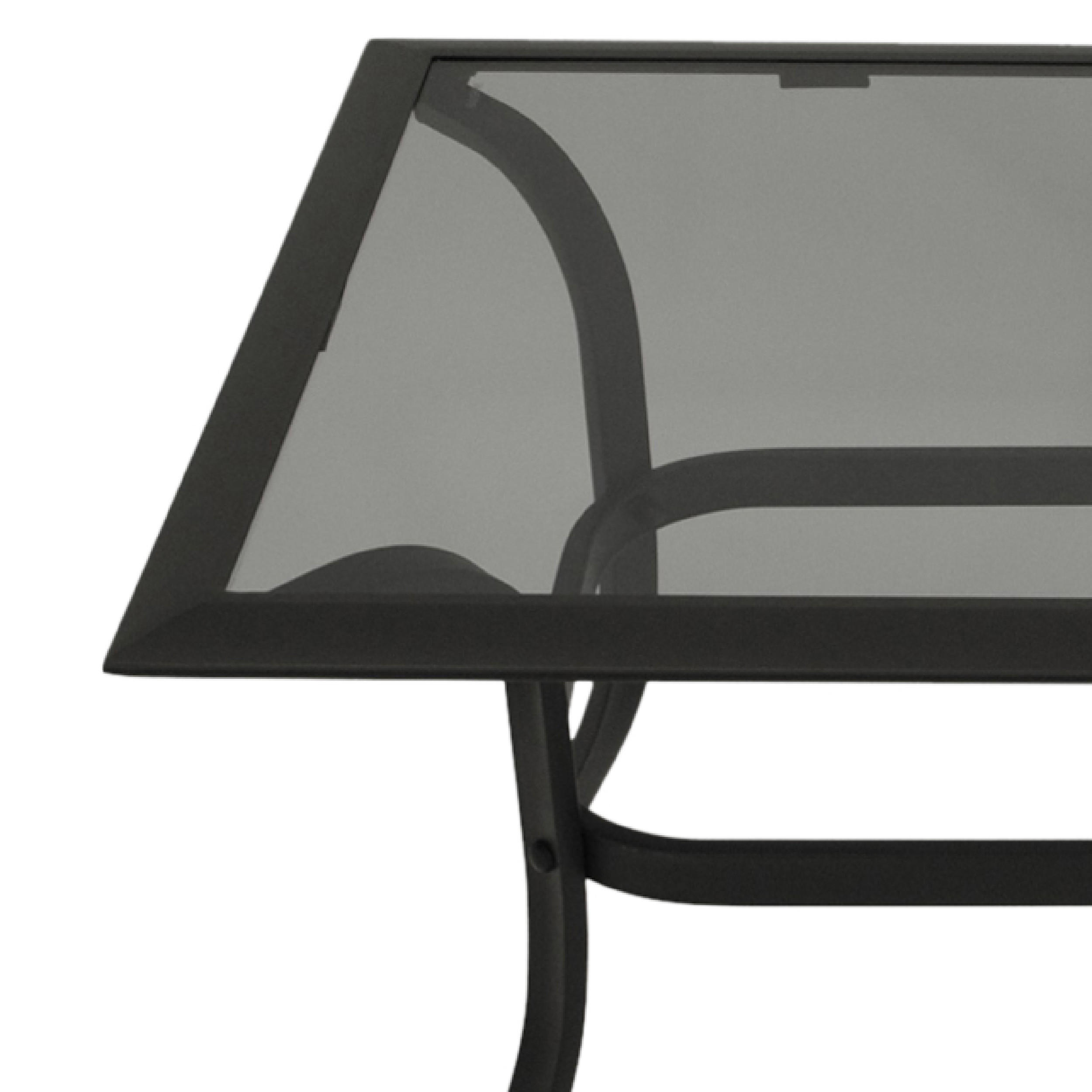 BEISTELLTISCH Ashford - Gestell aus Alu und Stahl, schwarz, Tischplatte Glas grau 61x102x48 cm - Schwarz, Metall (102/61/48cm) - TPFGarden