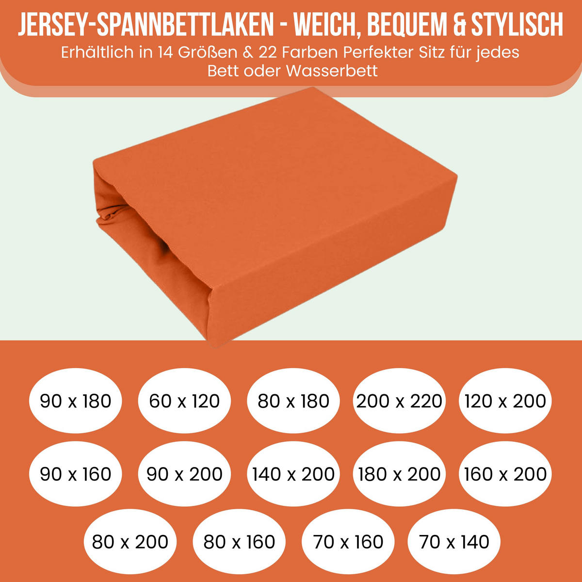 SPANNBETTLAKEN 200/220 cm, Jersey Elastisch 100 % Baumwolle Rostbraun - Terracotta, Textil (200/220cm) - Best For Home