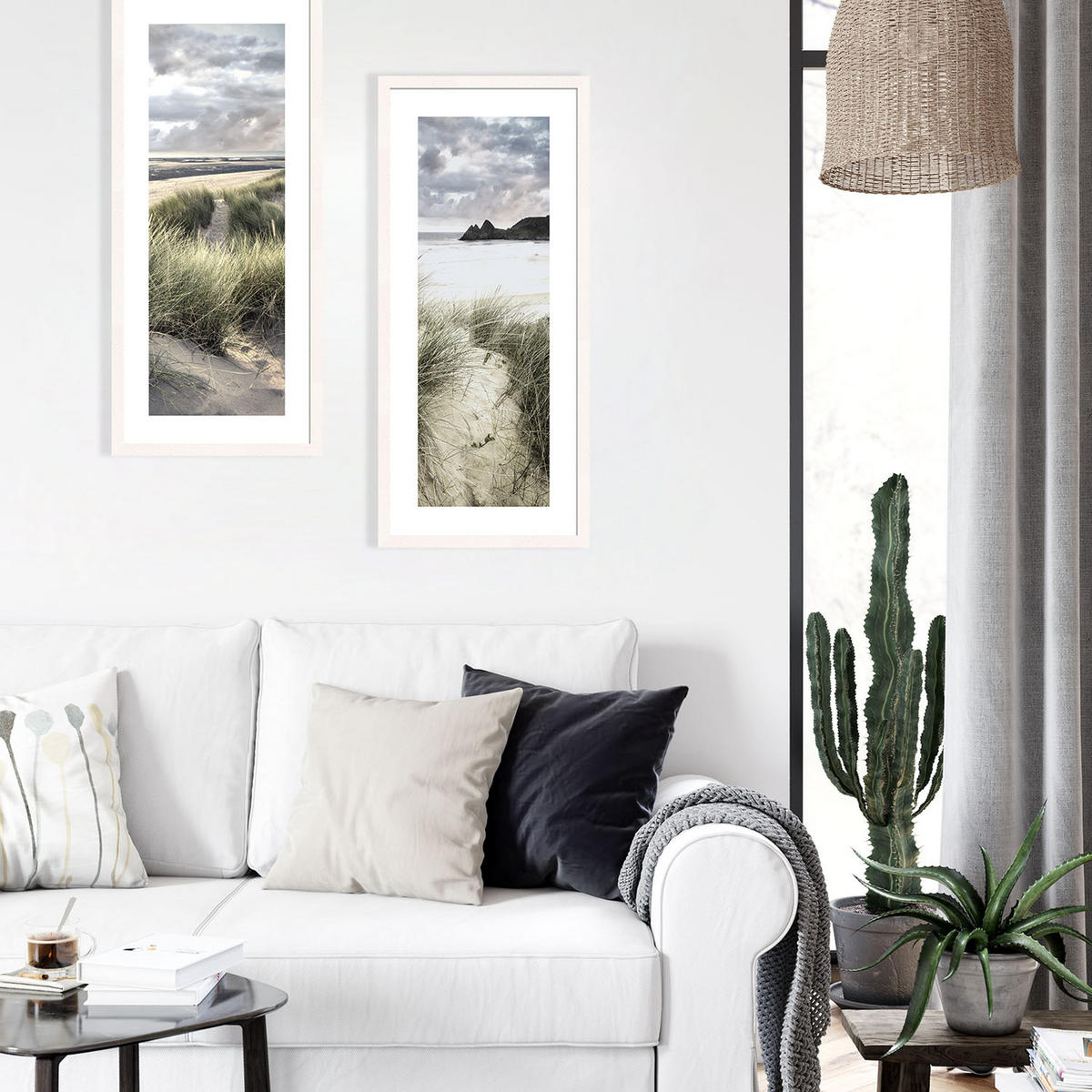 POSTER mit Rahmen 30x70 cm Küstenlandschaft schmal - Blau, Holz (30/71cm) - artissimo