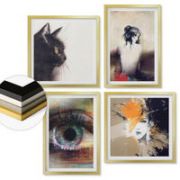 WANDBILDER 4er Set - 50x50 cm & 40x60 cm Goldrahmen - Porträt einer Frau, Auge, Farben, Emotionen - Goldfarben, Kunststoff (50/50cm) - ArtPrintCave
