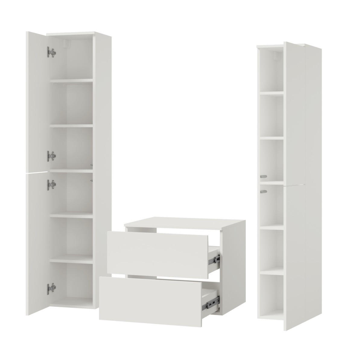 BADMÖBEL-SET Color Weiß 3-Teilig (2S 60 + 2D 160 X2) - Weiß, Holzwerkstoff (140/160/45cm) - mzm24