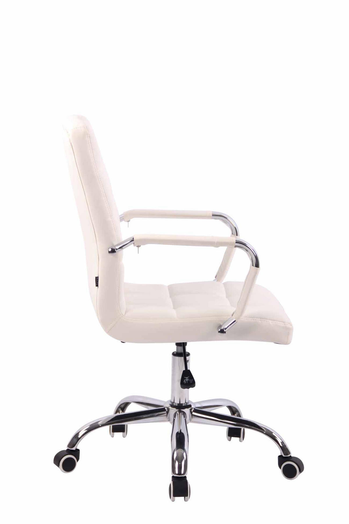 DREHSTUHL Lederlook weiß - Chromfarben/Weiß, Textil/Metall (56/94/62cm) - CLP