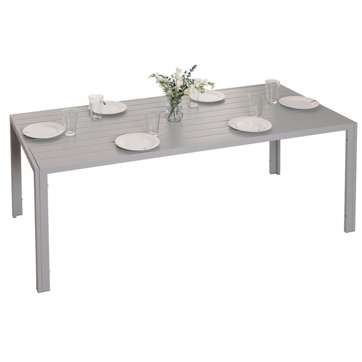 ALU-ESSTISCH 73x180x80cm wetterfest Hellgrau - Hellgrau, Metall (80/180/73cm) - CHEFGASTRO