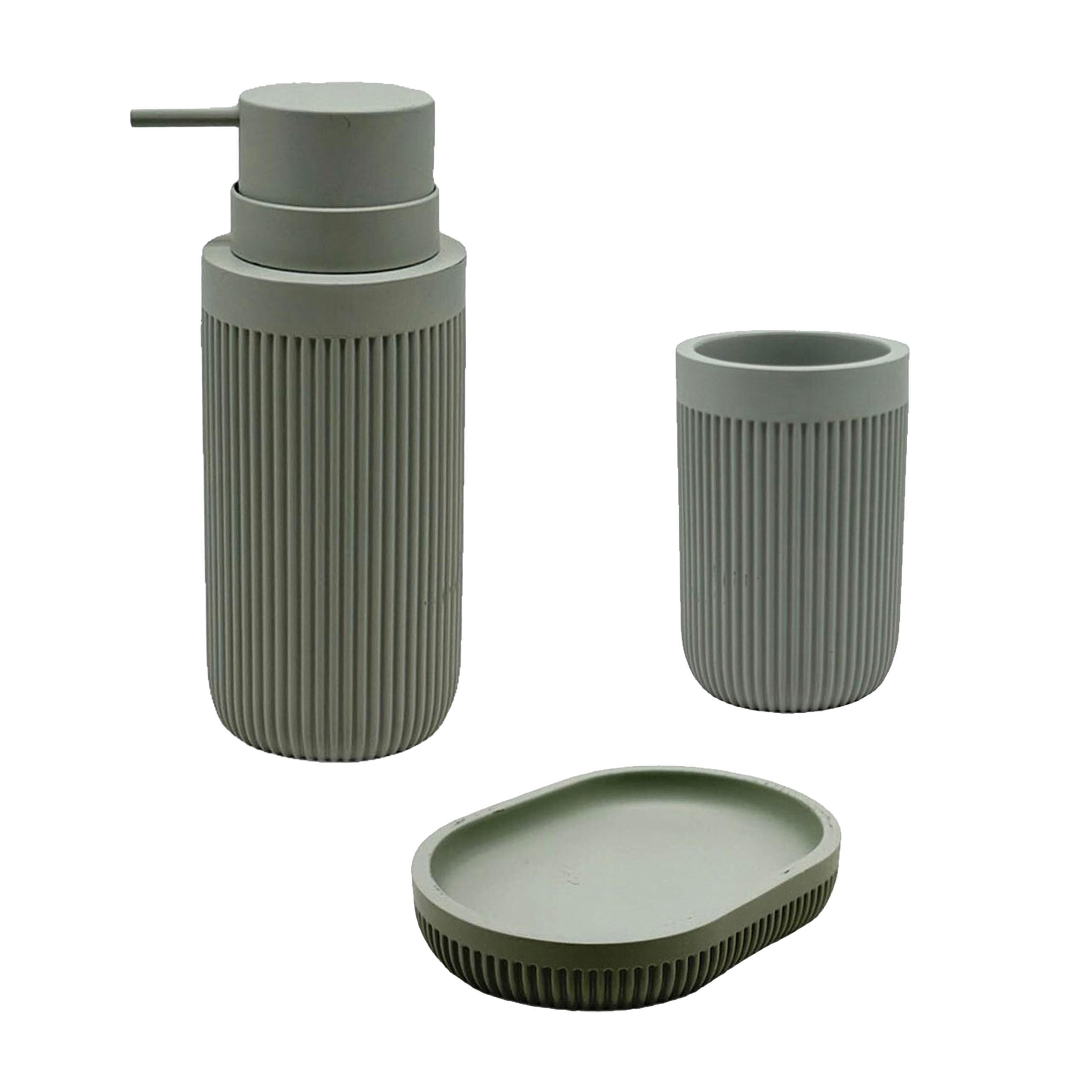 3-TLG.BAD-ACCESSOIRES - Grau, Kunststoff (6.5/17.5/6.5cm) - Relaxdays