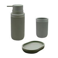 3-TLG.BAD-ACCESSOIRES - Grau, Kunststoff (6.5/17.5/6.5cm) - Relaxdays