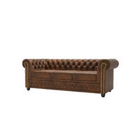 CHESTERFIELD-SOFA 3-sitzer Flux Braun Microfaser Vintageoptik - Braun, Holz/Textil (203/72/86cm) - S-Style Möbel