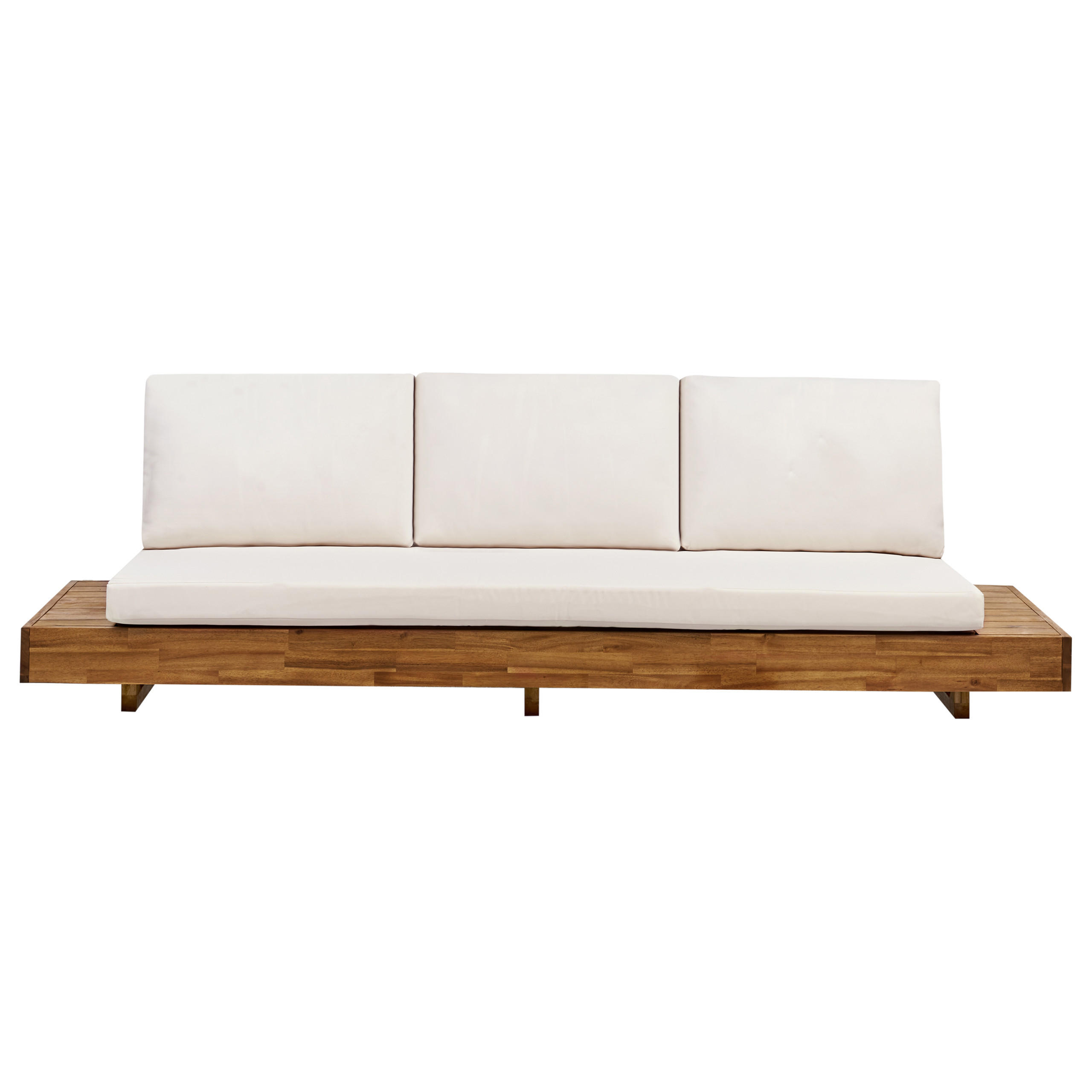 LOUNGESOFA 3-Sitzer Heller Holzfarbton Marettimo - Hellbraun/Weiß, Holz (230/70/68cm) - Beliani