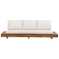 LOUNGESOFA 3-Sitzer Heller Holzfarbton Marettimo - Hellbraun/Weiß, Holz (230/70/68cm) - Beliani
