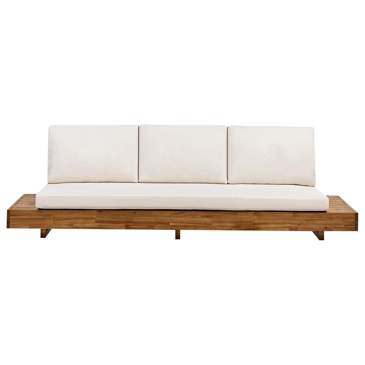 LOUNGESOFA 3-Sitzer Heller Holzfarbton Marettimo - Hellbraun/Weiß, Holz (230/70/68cm) - Beliani