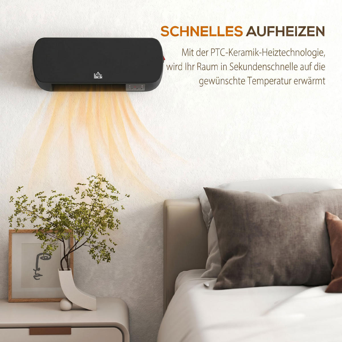 HEIZLÜFTER Kunststoff Schwarz - Schwarz, Kunststoff (18.6/11.5/45cm) - HOMCOM