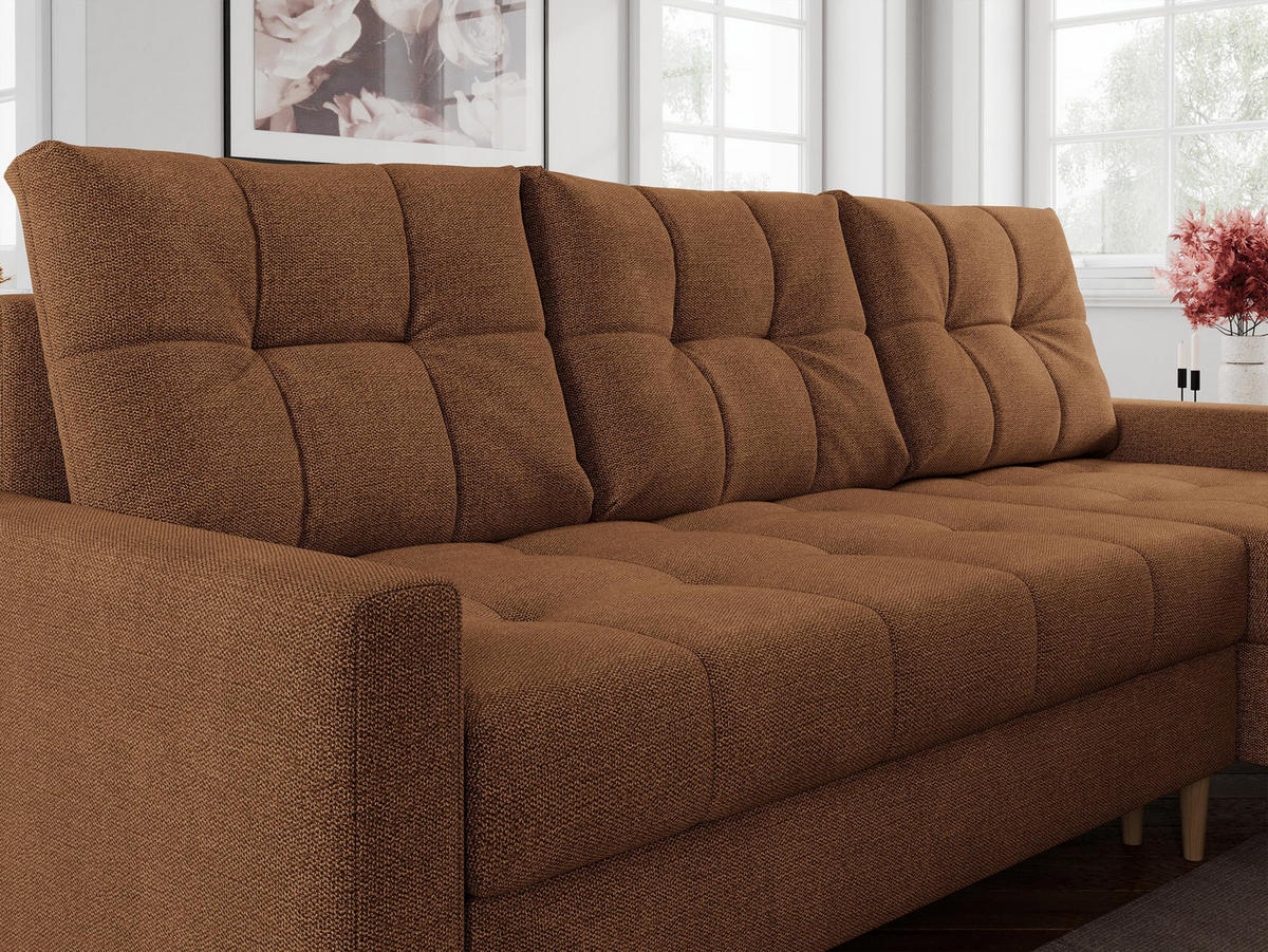 ECKSOFA Colin Struktur Orange - Orange/Braun, Holz/Textil (220/140cm) - MKS
