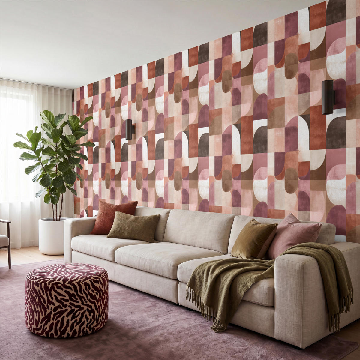 TAPETE - Geometrie - Modern - Retro - 500x200 cm - Multicolor, Papier (500/200cm) - OnlyWow