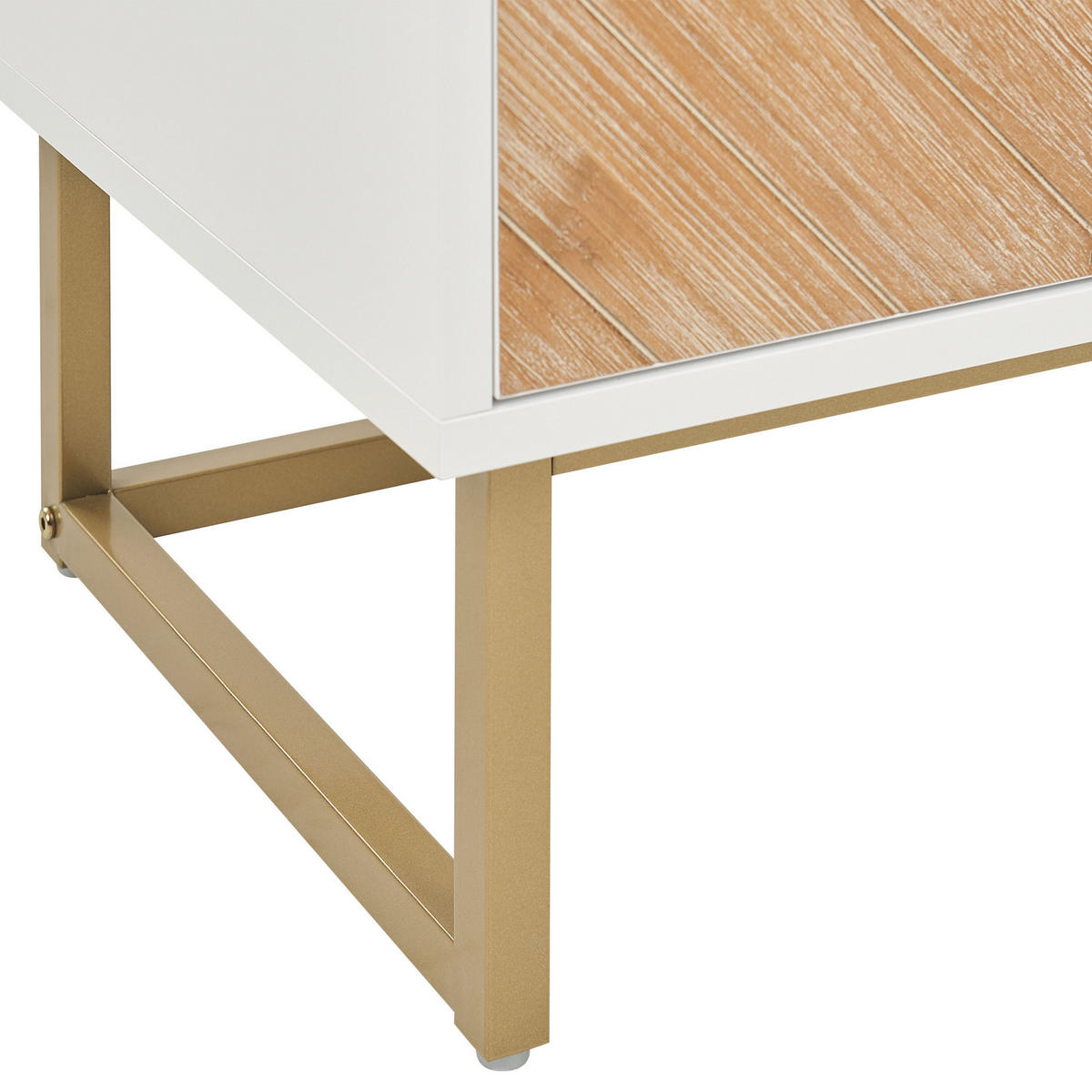 SIDEBOARD Weiß Alaska - Hellbraun/Goldfarben, Holzwerkstoff (80/80/40cm) - Beliani