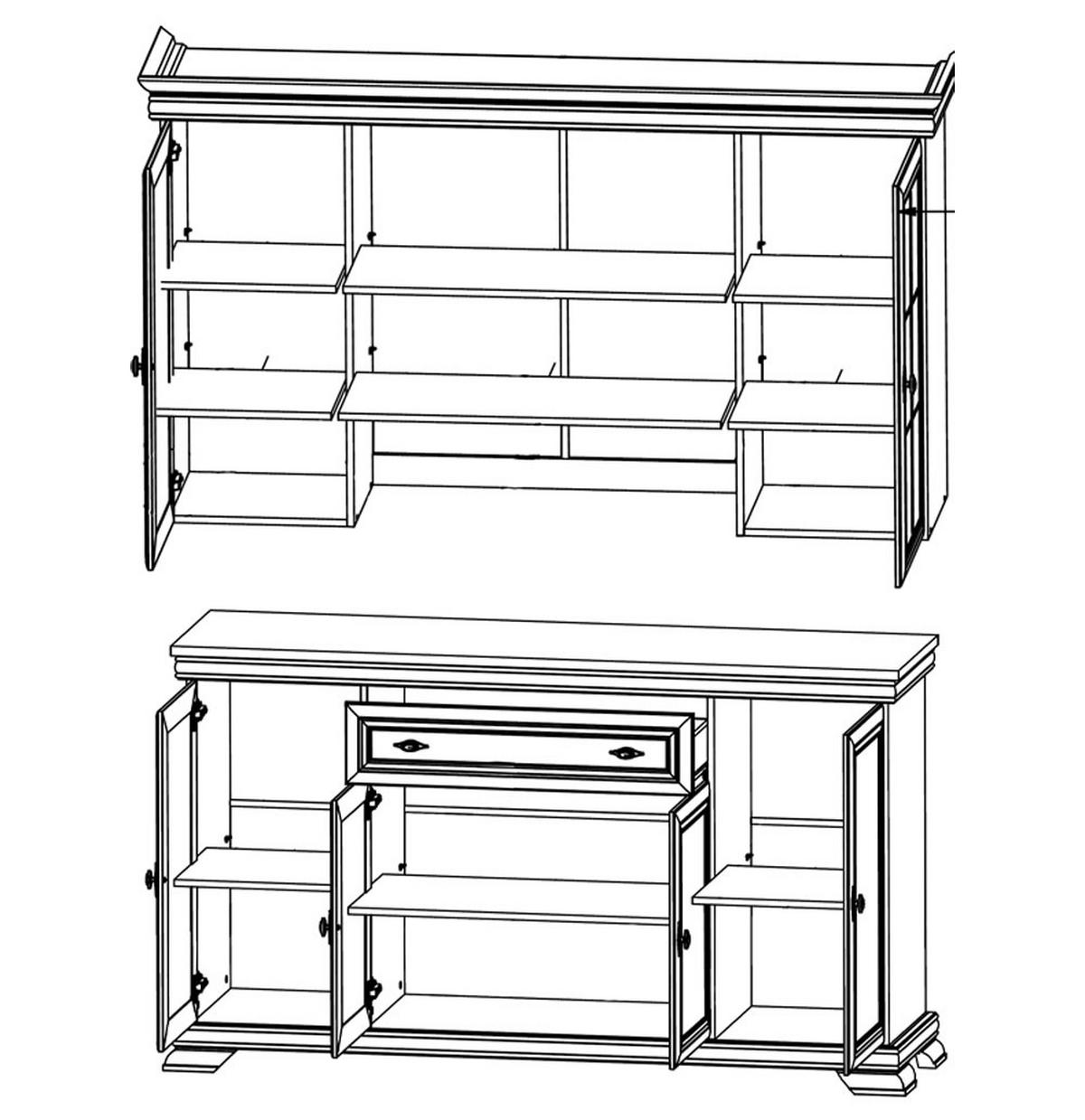 BUFFETSCHRANK Kora Andersen Pinie 168 / 46 / 194cm - Weiß, Holz/Holzwerkstoff (168/194/46cm) - Feldmann-Wohnen