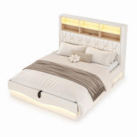 POLSTERBETT 180/200 cm in Beige Leinen mit Bettkasten, LED und USB - Beige, Holzwerkstoff/Textil (180/200cm) - CHICFURN