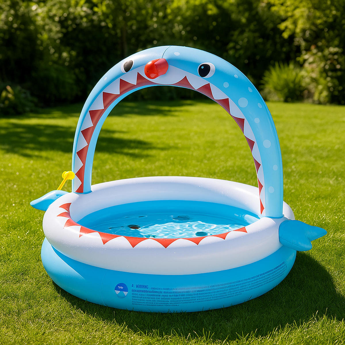 PLASCHBECKEN Laternenfisch 163 x 124 x 115 cm mit Wassersprüher - Blau, Kunststoff (163/124/115cm) - Avenli