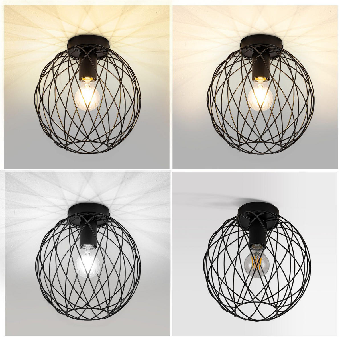 DECKENLEUCHTE Ladd 20/20/19cm - Schwarz, Metall (20/20/19cm) - Nettlife