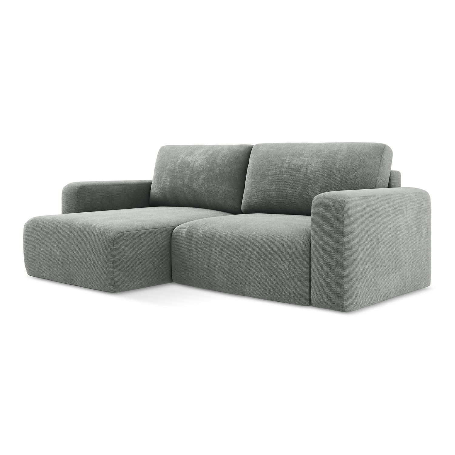 ECKSOFA mit Schlaffunktion links Chenille Stoff Grau - Blau/Schwarz, Kunststoff/Textil (149/244cm) - LaMiaSofa