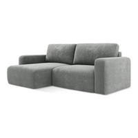 ECKSOFA mit Schlaffunktion links Chenille Stoff Grau - Blau/Schwarz, Kunststoff/Textil (149/244cm) - LaMiaSofa