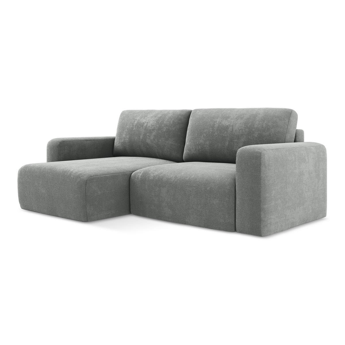 ECKSOFA mit Schlaffunktion links Chenille Stoff Grau - Blau/Schwarz, Kunststoff/Textil (149/244cm) - LaMiaSofa