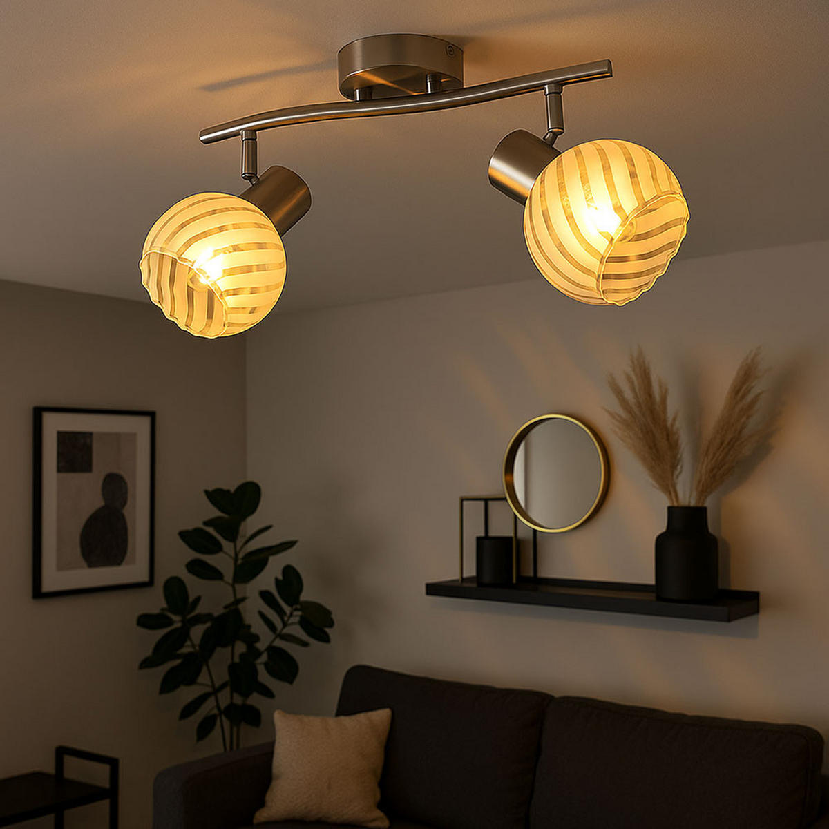 DECKENLEUCHTE Chrom Silber - Silberfarben, Glas (36/19/19.2cm) - Globo Lighting