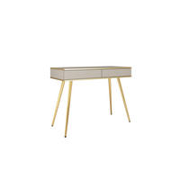KONSOLENTISCH FORNO (Beige, Rillenfront, Goldene Details, 2 Schubladen, goldene Metallfüße, 102 cm) - Gelb/Beige, Holz/Holzwerkstoff (50/102/80cm) - Ravio