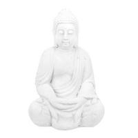 BUDDHA-FIGUR - Weiß, Kunststoff (45/70/30cm) - Relaxdays