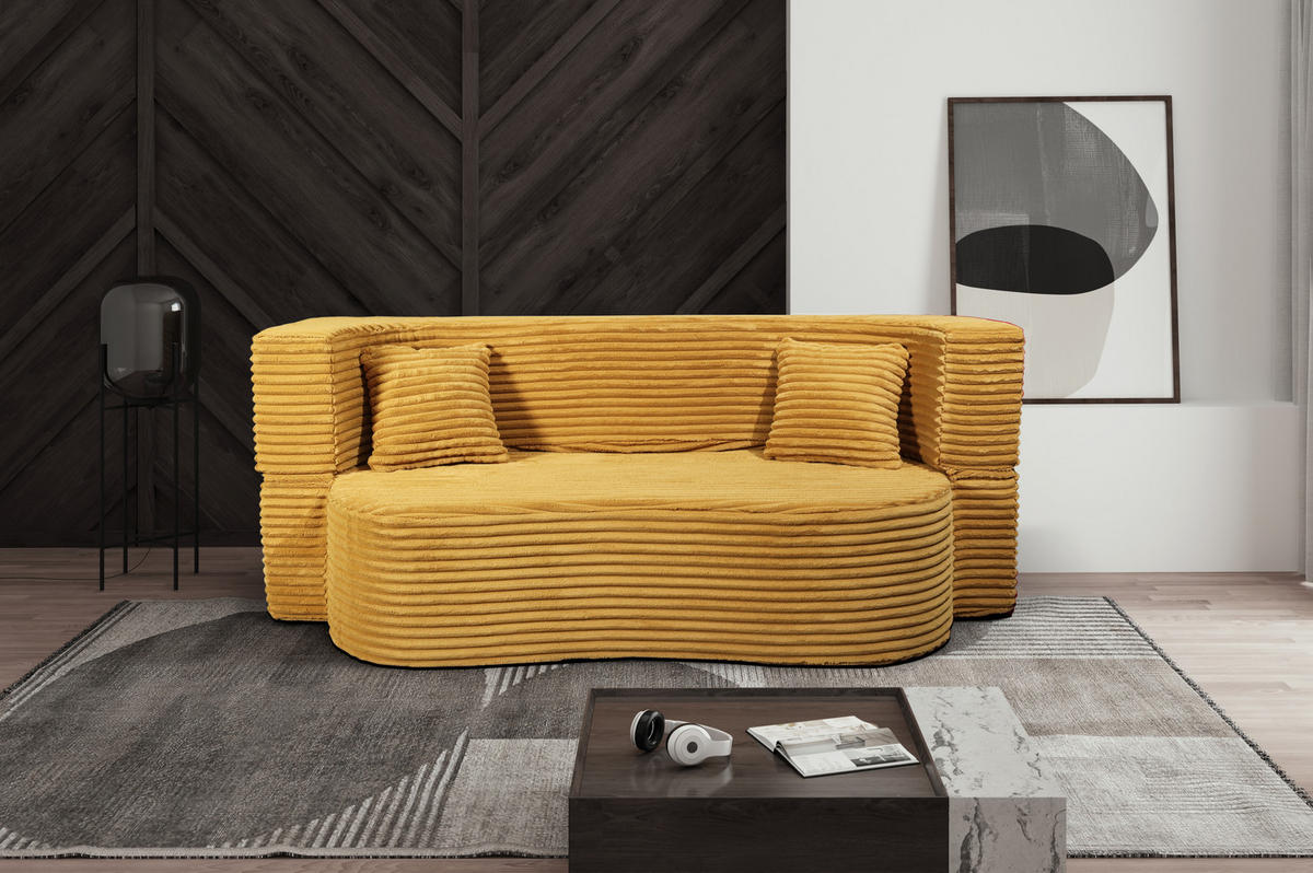 SCHLAFSOFA MYFOAM, Sofa mit Schlaffunktion, Farbe: Orange, Cordstoff - Orange, Textil (200/80/72cm) - Storez24