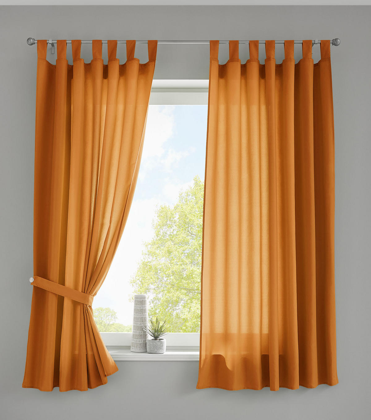 VORHANG 2ER SET POTSDAM HxB 175x140 cm Orange - Orange, Textil (140/175cm) - Gardinenbox