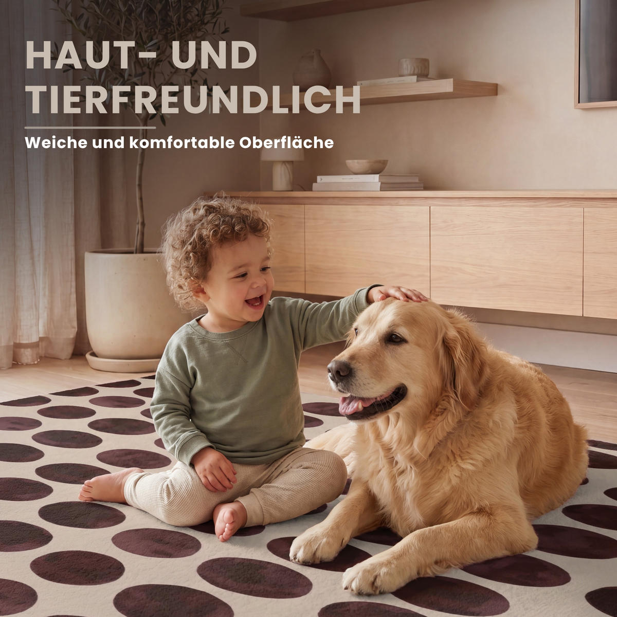 KOBERCE - Bodky - Vzor - Hnedý - 150x230 cm - tmavohnedá, textil/plast (150/0.4cm) - OnlyWow