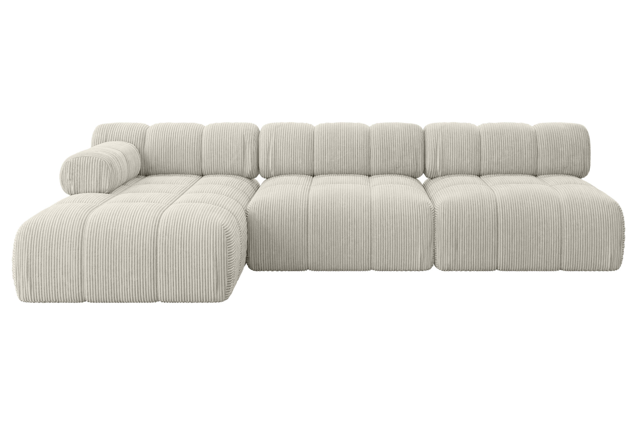 ECKSOFA modulares Sofa Razon-L2 - 285x160x70 cm Creme Cord - Hellgrau/Creme, Holzwerkstoff/Textil (285/160cm) - ALTDECOR