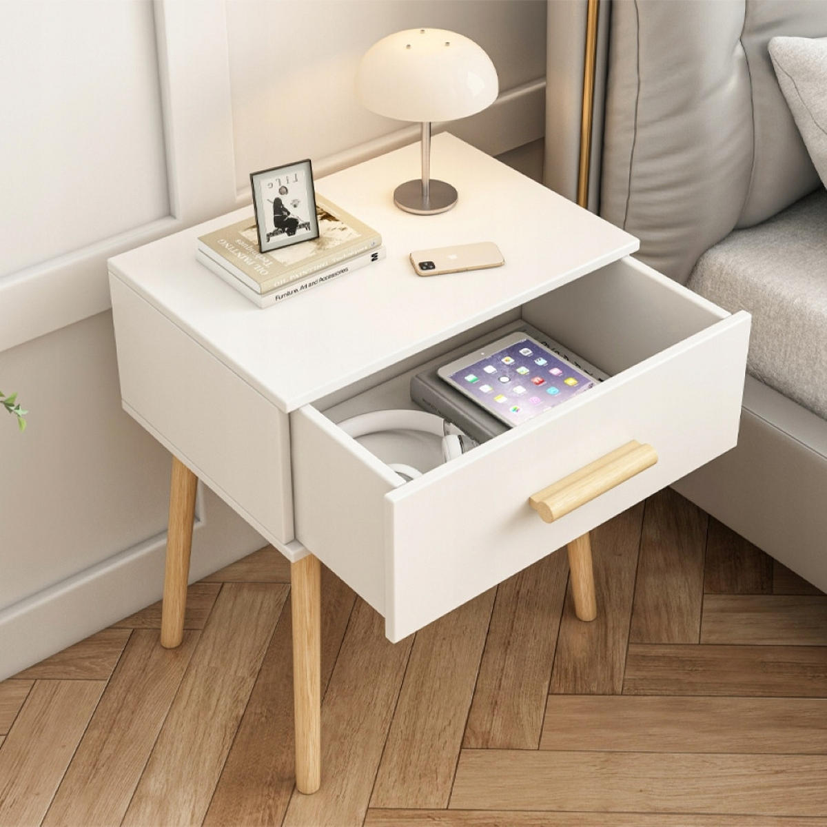 NACHTTISCH weiß 45/54,5/30 - Weiß, Holzwerkstoff (45/54.5/30cm)