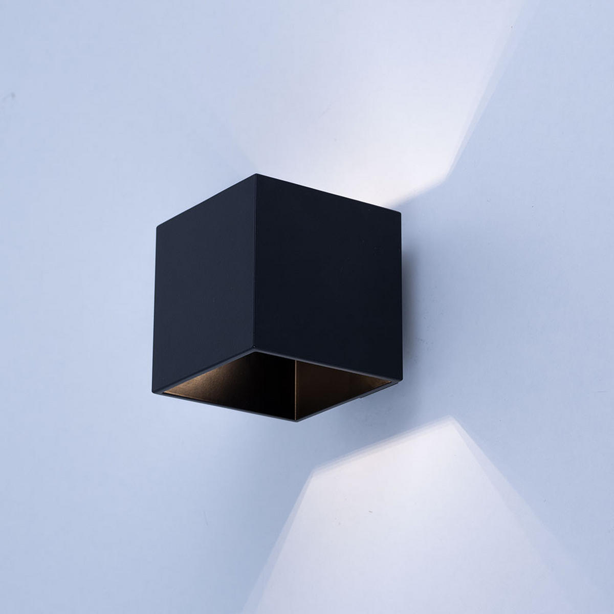 WANDLEUCHTE Aluminium Schwarz Würfelform - Schwarz, Metall (10/12/10cm)