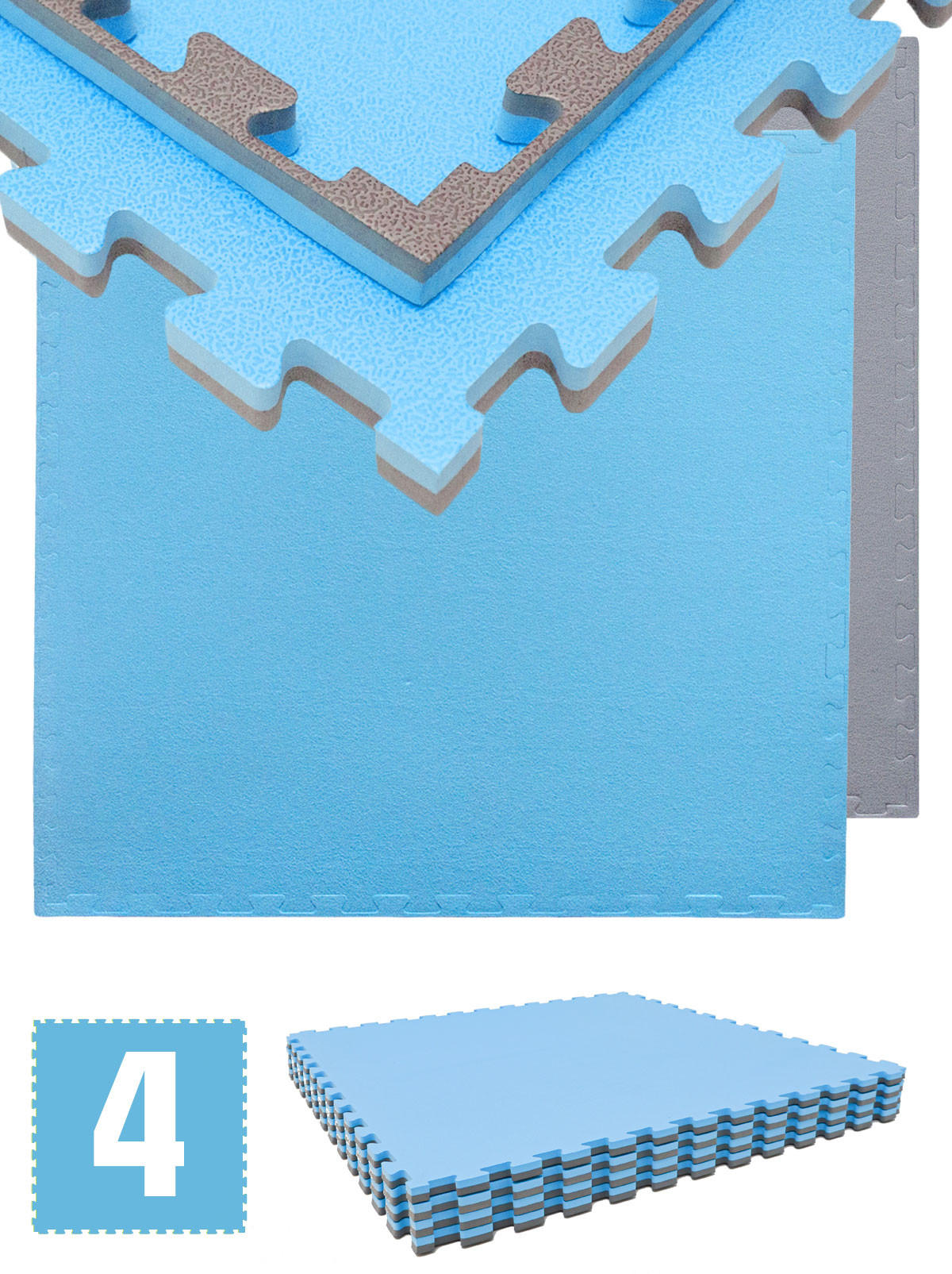 BODENSCHUTZMATTE 90x90x2 cm, Blau, 4er Set - Blau, Kunststoff (90/90/2cm) - eyepower