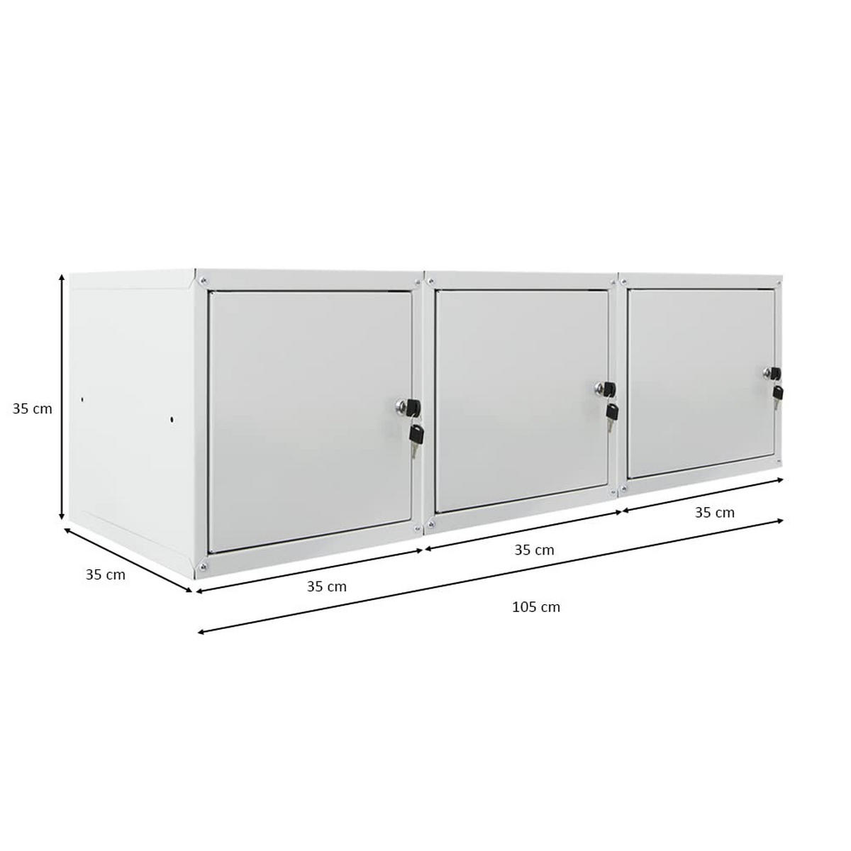 SCHLIESSFACHWÜRFEL Cubic 3er-Set 35x35x35 cm Grau - Grau, Metall (105/35/35cm) - PROREGAL