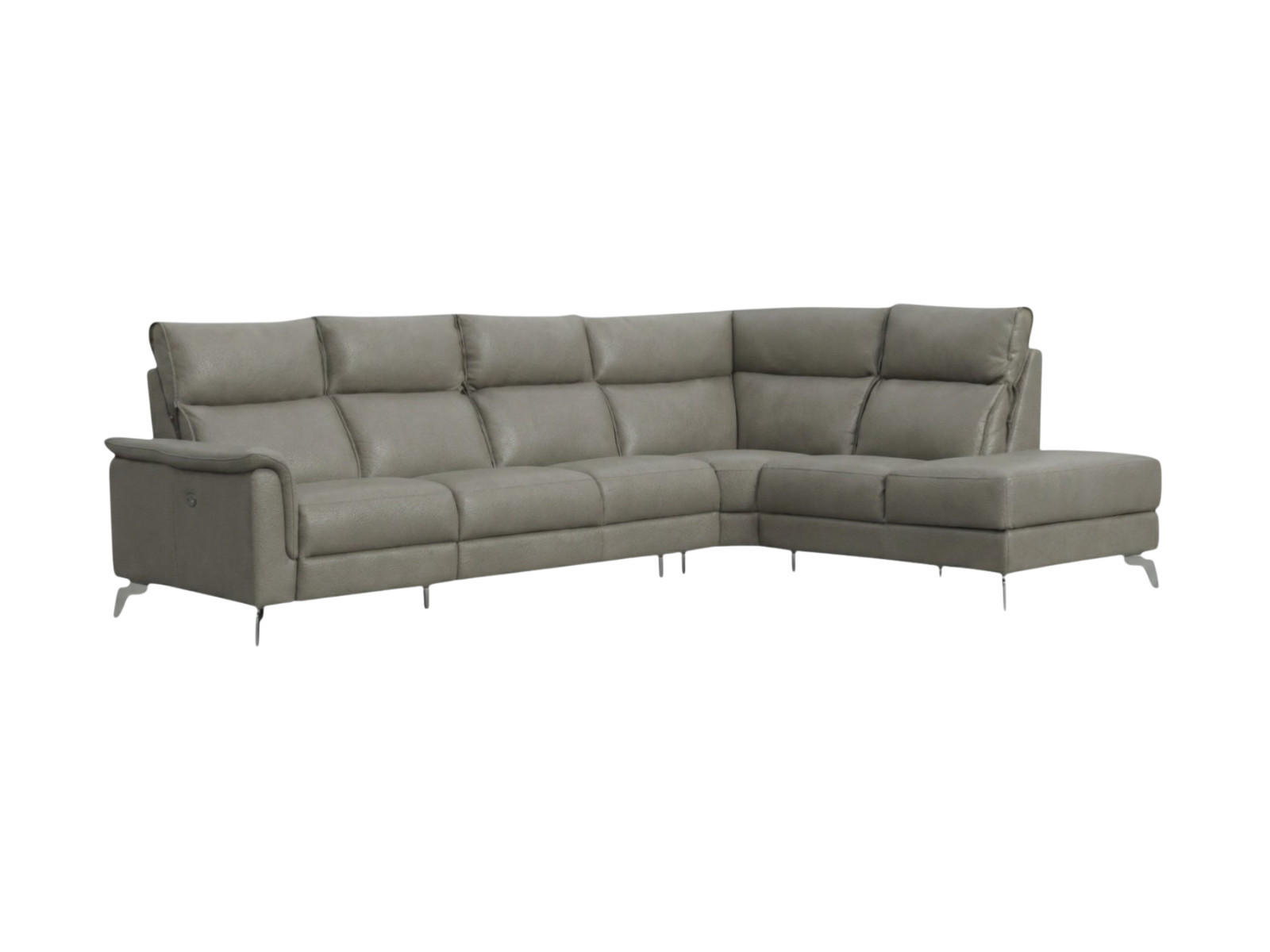 ECKSOFA Borea Echtleder Perlgrau - Hellgrau, Leder/Metall (310/220cm)