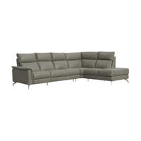 ECKSOFA Borea Echtleder Perlgrau - Hellgrau, Leder/Metall (310/220cm)