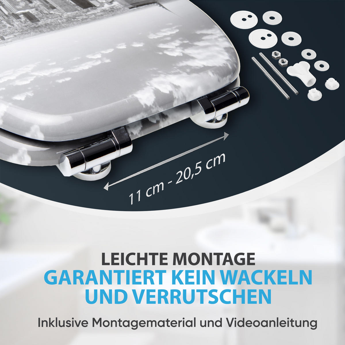 WC-SITZ Absenkautomatik Skyline New York - Grau, Holzwerkstoff (38/6/47cm) - Sanilo