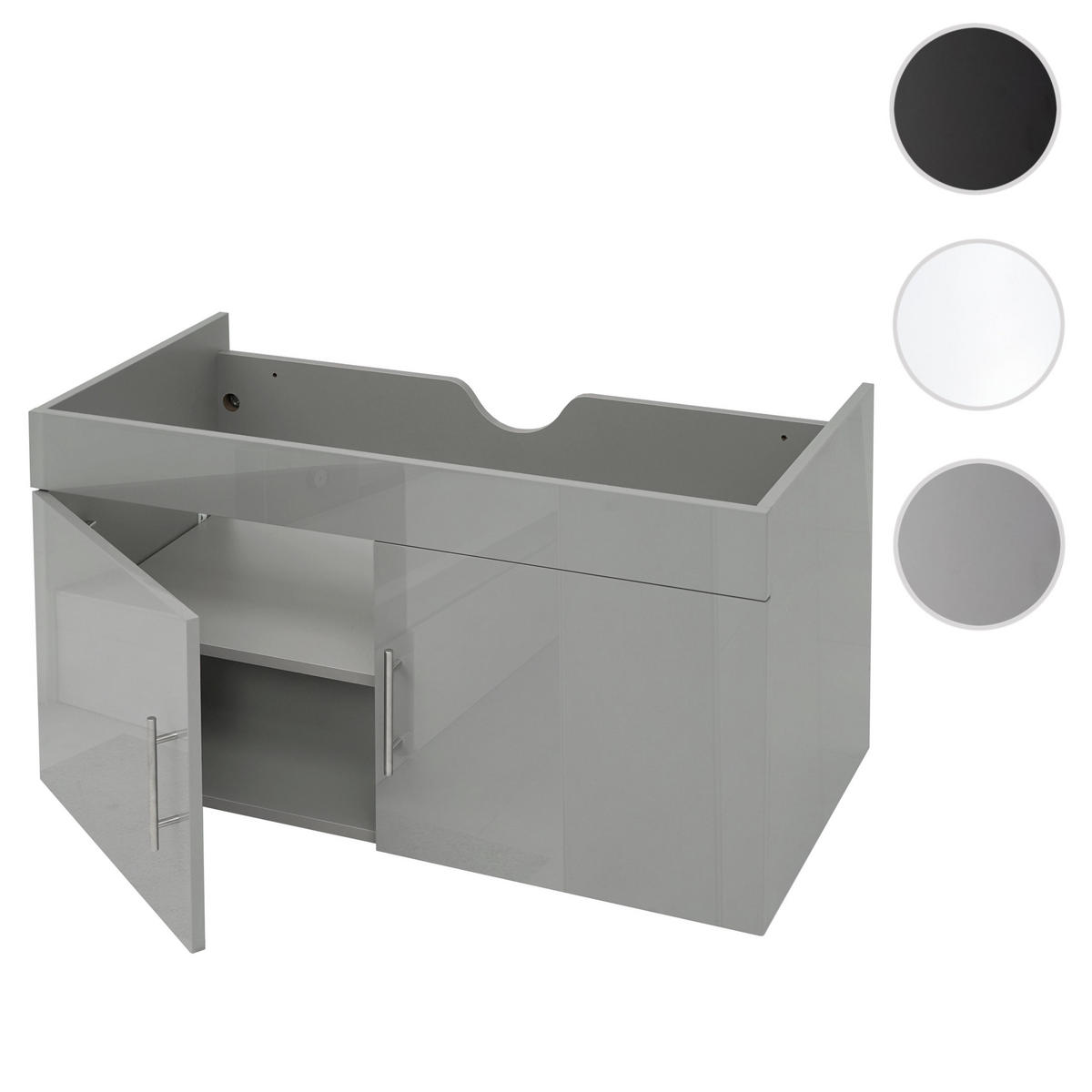 WASCHBECKENUNTERSCHRANK Grau - Grau, Holz (90/48/46cm) - MCW